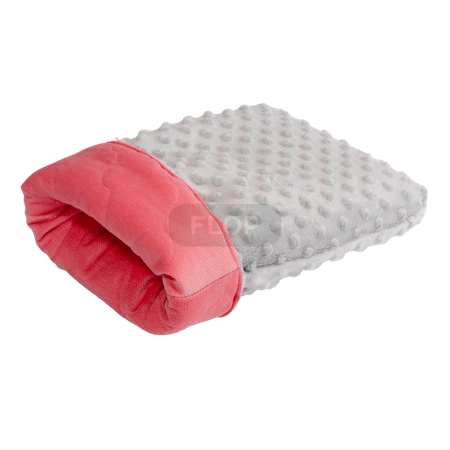 Norka śpiworek z szarego polaru minki i koralowej pikówki dla małych zwierząt domowych