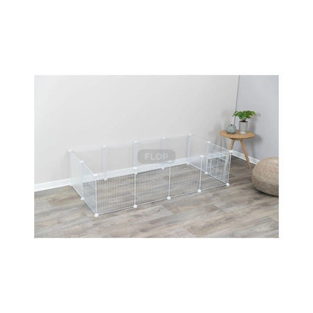 Wybieg domowy z podłogą dla świnek morskich, jeży i królików, biały 140x35x70cm