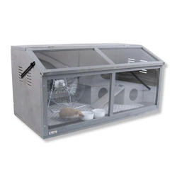 Duże (L) Szare terrarium dla jeży, tenreków i małych zwierząt z elementami wyposażenia