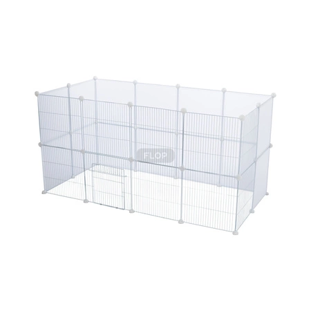 Wybieg domowy z podłogą dla świnek morskich, jeży i królików, biały 140x35x70cm