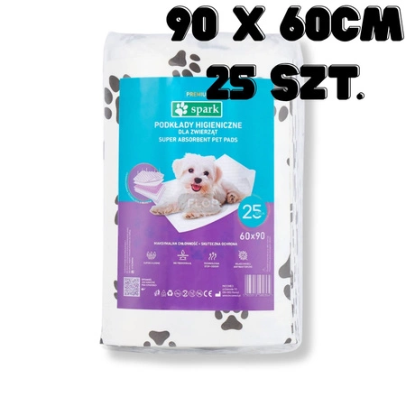 Spark Podkłady jednorazowe pod VetBed 90x60 cm 25 szt. super chłonne FLOP dla jeża