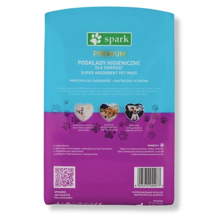 Spark Podkłady jednorazowe pod VetBed 90x60 cm 25 szt. super chłonne FLOP dla jeża
