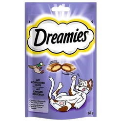 60g przysmaki Dreamies z kaczką dla kota, odpowiedni jeża pigmejskiego