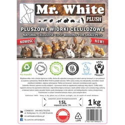 Mr. White Pluszowe Wiórki Celulozowe PLUSH 1kg – Idealna Ściółka dla Jeży Afrykańskich