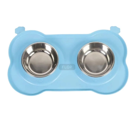 Podwójna miska z antypoślizgową podstawką dla jeża afrykańskiego 2×250 ml (stal nierdzewna + silikon)