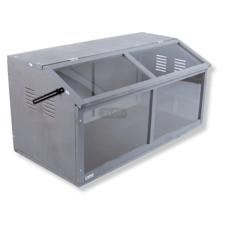 Szare terrarium dla jeży, tenreków i małych zwierząt z elementami wyposażenia